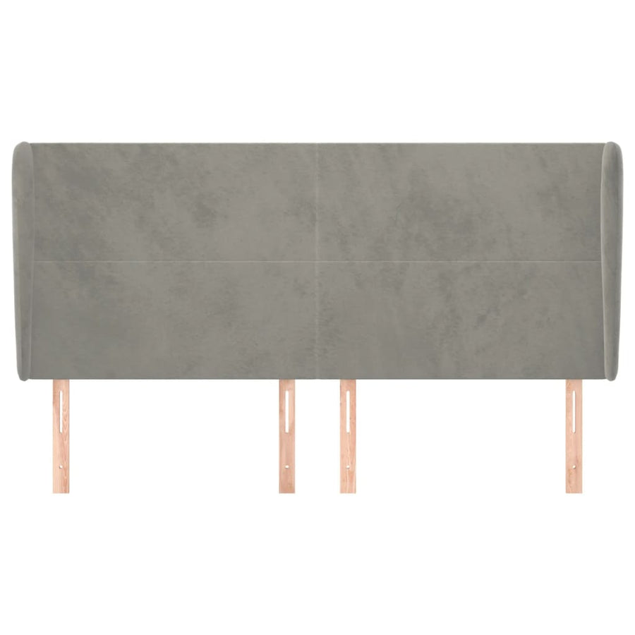 Hoofdbord Met Randen 183X23X118/128 Cm Fluweel Lichtgrijs