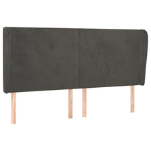 Hoofdbord Met Randen 183X23X118/128 Cm Fluweel Donkergrijs