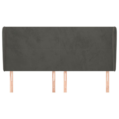 Hoofdbord Met Randen 183X23X118/128 Cm Fluweel Donkergrijs