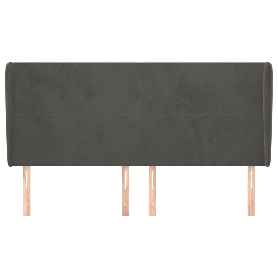 Hoofdbord Met Randen 183X23X118/128 Cm Fluweel Donkergrijs