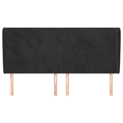 Hoofdbord Met Randen 183X23X118/128 Cm Fluweel Zwart