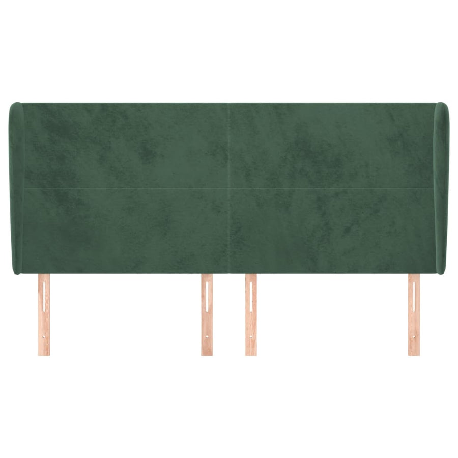 Hoofdbord met randen 183x23x118/128 cm fluweel donkergroen