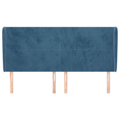 Hoofdbord Met Randen 183X23X118/128 Cm Fluweel Donkerblauw 183 x 23 x 118/128 cm
