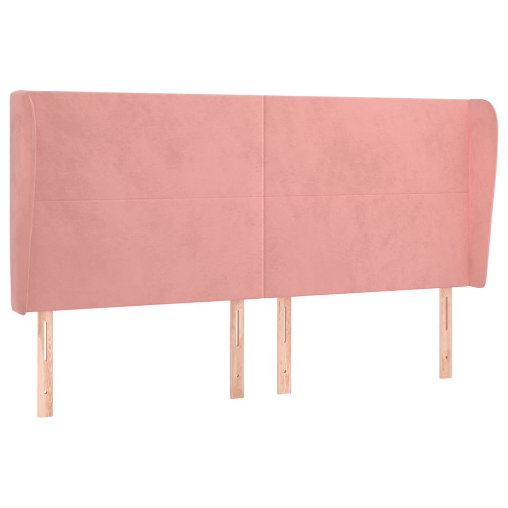 Hoofdbord Met Randen 183X23X118/128 Cm Fluweel Roze