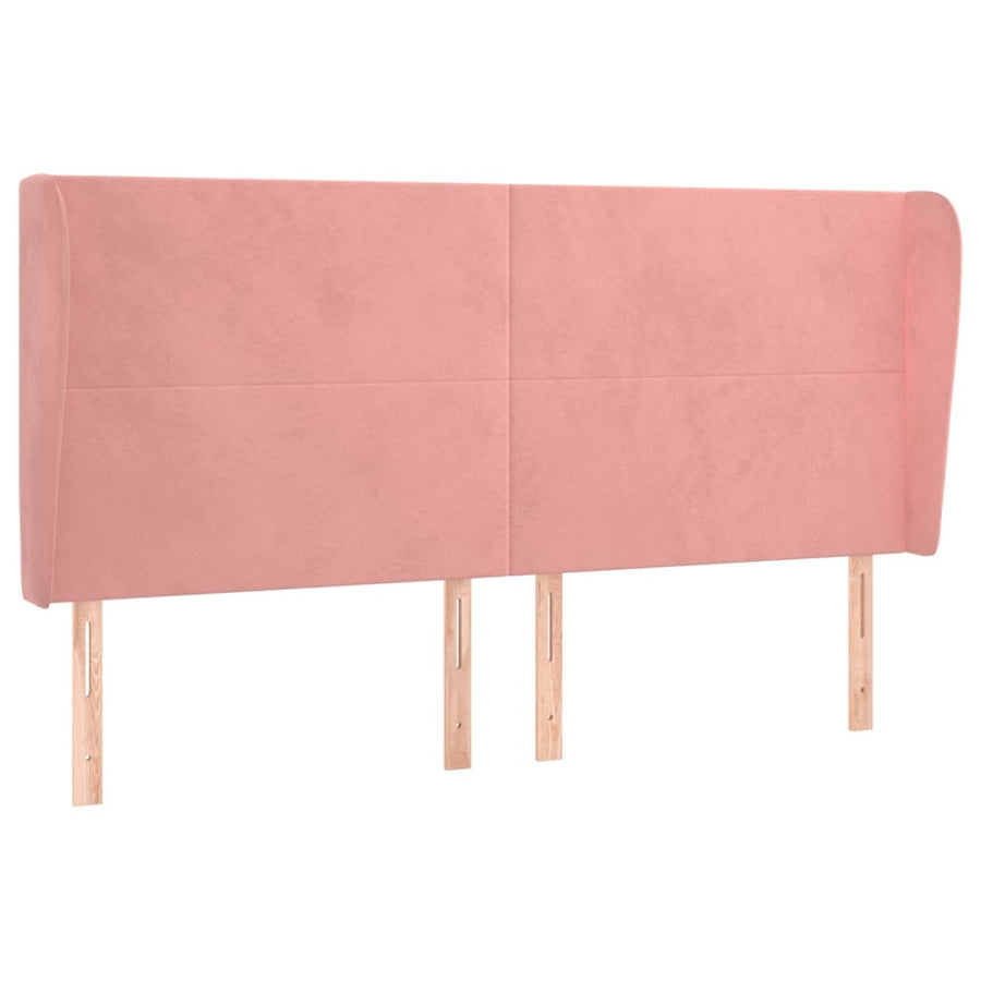 Hoofdbord Met Randen 183X23X118/128 Cm Fluweel Roze