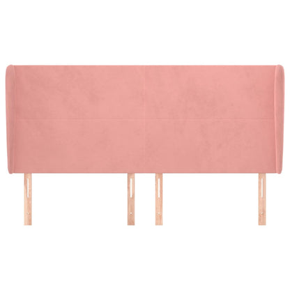 Hoofdbord Met Randen 183X23X118/128 Cm Fluweel Roze