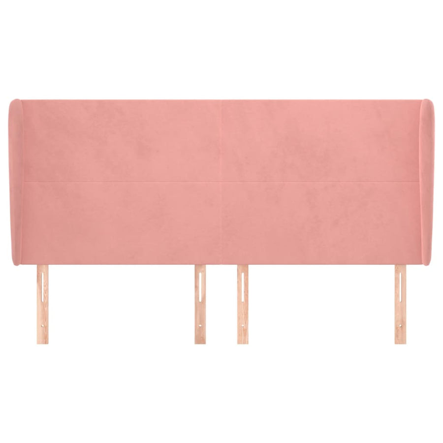 Hoofdbord Met Randen 183X23X118/128 Cm Fluweel Roze
