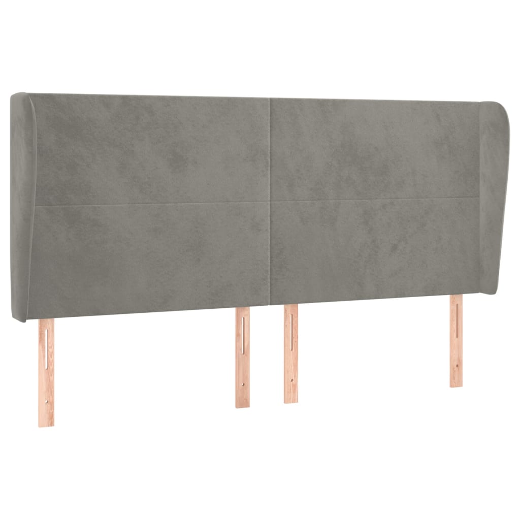Hoofdbord Met Randen 203X23X118/128 Cm Fluweel Lichtgrijs