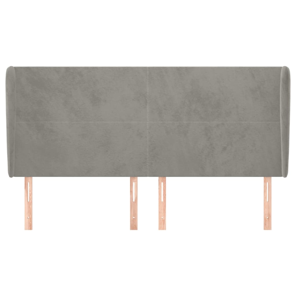 Hoofdbord Met Randen 203X23X118/128 Cm Fluweel Lichtgrijs