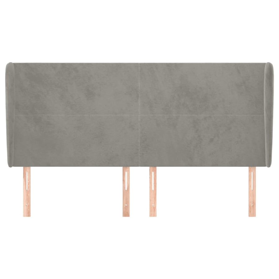 Hoofdbord Met Randen 203X23X118/128 Cm Fluweel Lichtgrijs