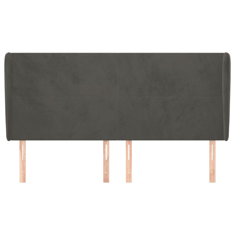 Hoofdbord Met Randen 203X23X118/128 Cm Fluweel Donkergrijs