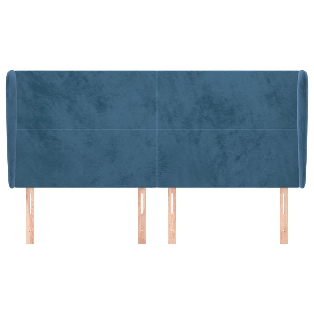 Hoofdbord Met Randen 203X23X118/128 Cm Fluweel Donkerblauw