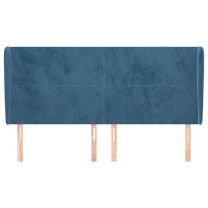 Hoofdbord Met Randen 203X23X118/128 Cm Fluweel Donkerblauw