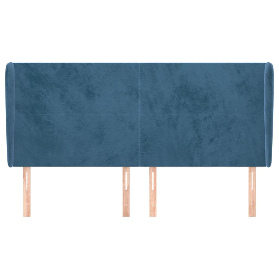 Hoofdbord Met Randen 203X23X118/128 Cm Fluweel Donkerblauw