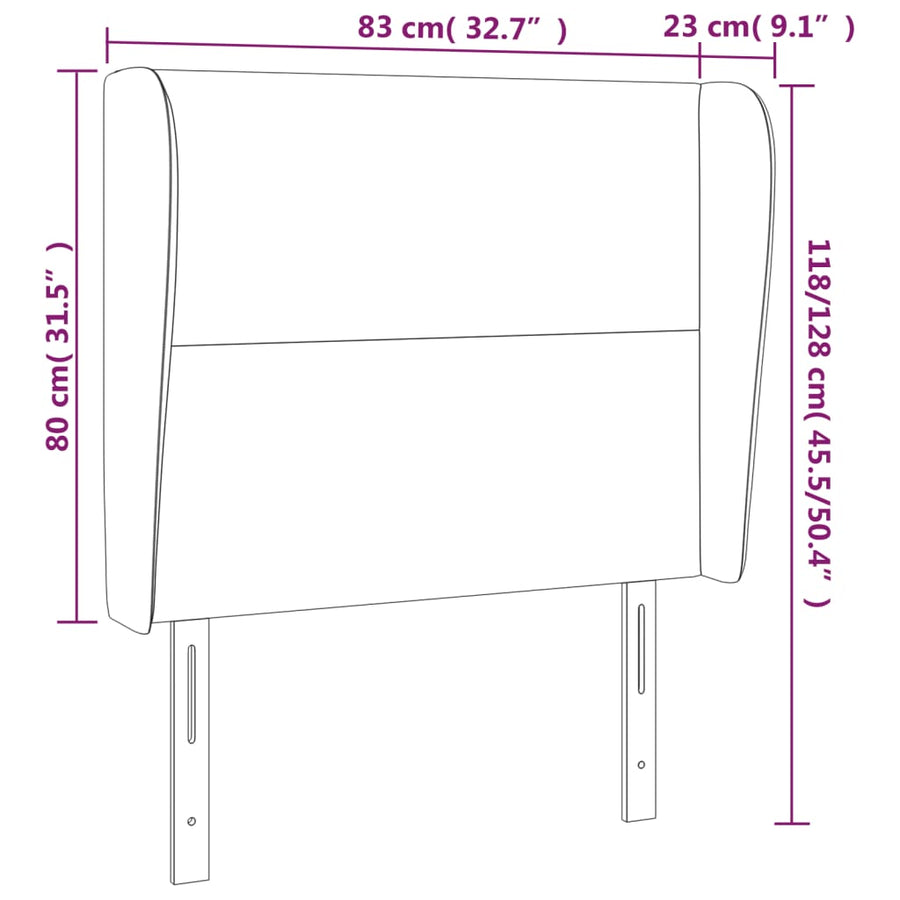 Hoofdbord Met Randen Kunstleer Kleurig 83 x 23 x 118/128 cm Crème