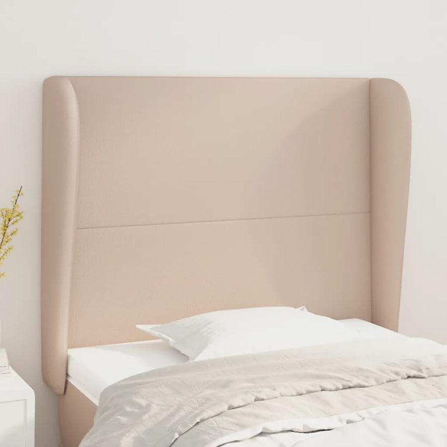 Hoofdbord met randen 83x23x118/128 cm kunstleer cappuccinokleur