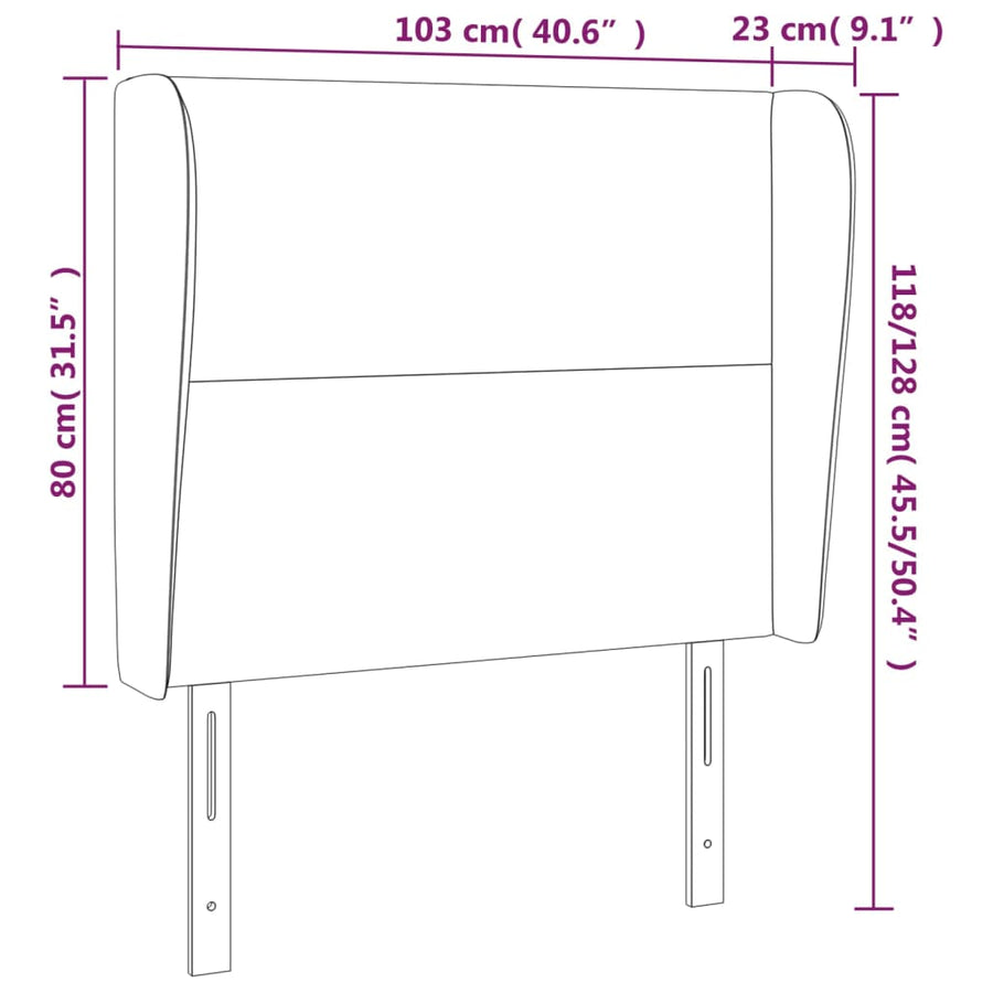 Hoofdbord Met Randen Kunstleer Kleurig 103 x 23 x 118/128 cm Crème