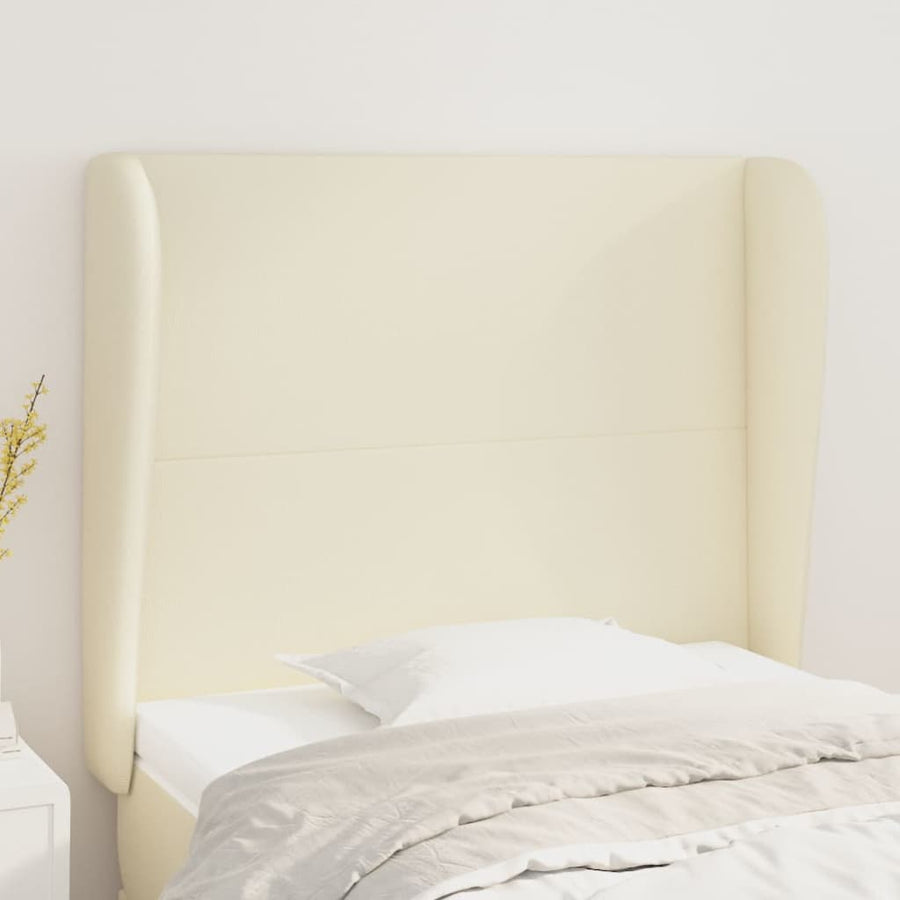 Hoofdbord Met Randen Kunstleer Kleurig 103 x 23 x 118/128 cm Crème