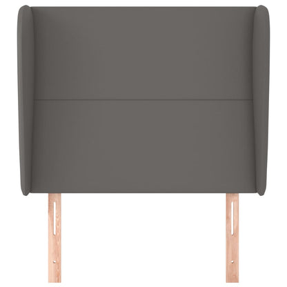 Hoofdbord met randen 103x23x118/128 cm kunstleer grijs 103 x 23 x 118/128 cm Grijs