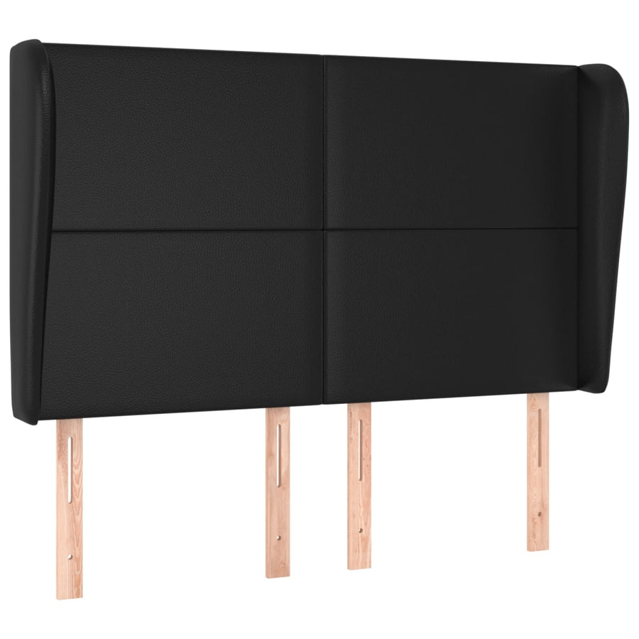 Hoofdbord met randen 147x23x118/128 cm kunstleer zwart 147 x 23 x 118/128 cm Zwart