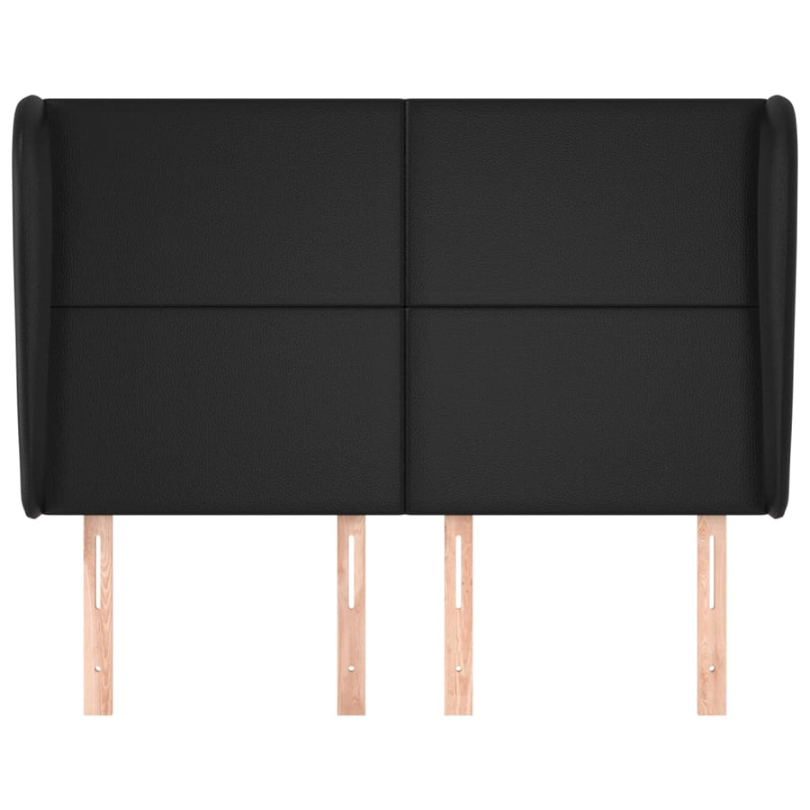 Hoofdbord met randen 147x23x118/128 cm kunstleer zwart 147 x 23 x 118/128 cm Zwart