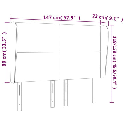 Hoofdbord met randen 147x23x118/128 cm kunstleer zwart 147 x 23 x 118/128 cm Zwart