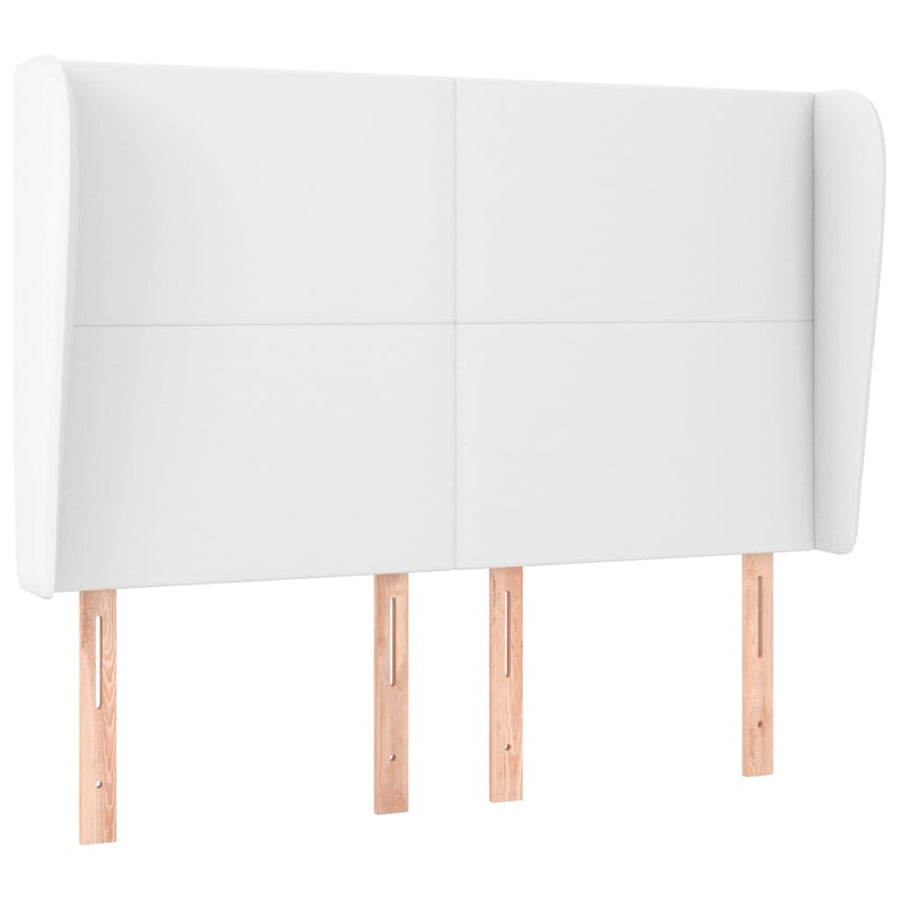 Hoofdbord met randen 147x23x118/128 cm kunstleer wit 147 x 23 x 118/128 cm Wit