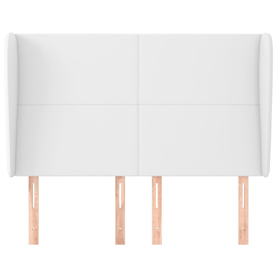 Hoofdbord met randen 147x23x118/128 cm kunstleer wit 147 x 23 x 118/128 cm Wit