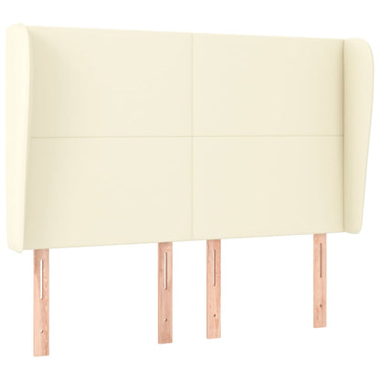 Hoofdbord Met Randen Kunstleer Kleurig 147 x 23 x 118/128 cm Crème