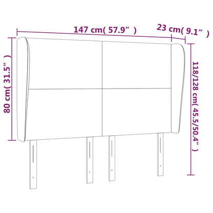 Hoofdbord Met Randen Kunstleer Kleurig 147 x 23 x 118/128 cm Crème