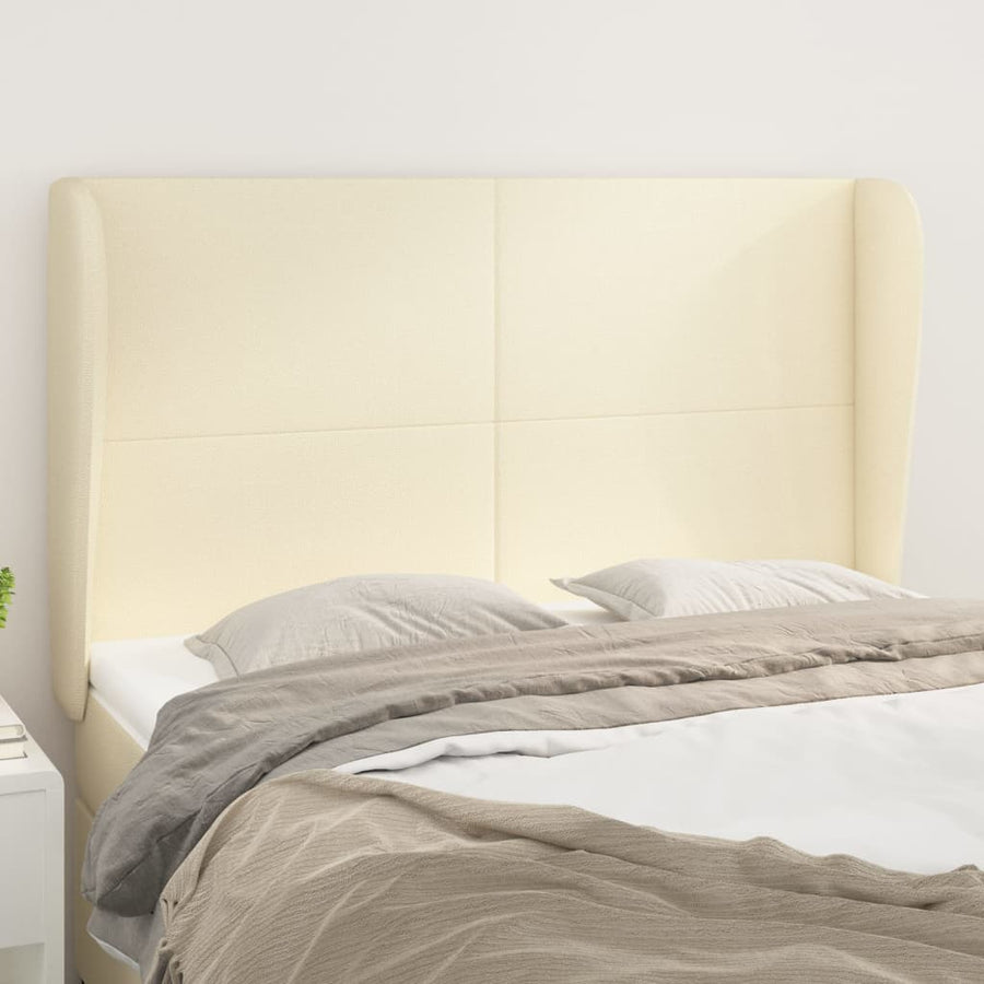 Hoofdbord Met Randen Kunstleer Kleurig 147 x 23 x 118/128 cm Crème