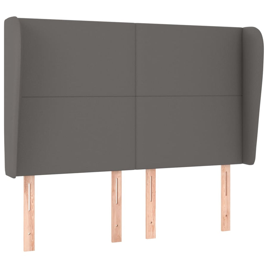 Hoofdbord Met Randen Kunstleer 1 147 x 23 x 118/128 cm Grijs