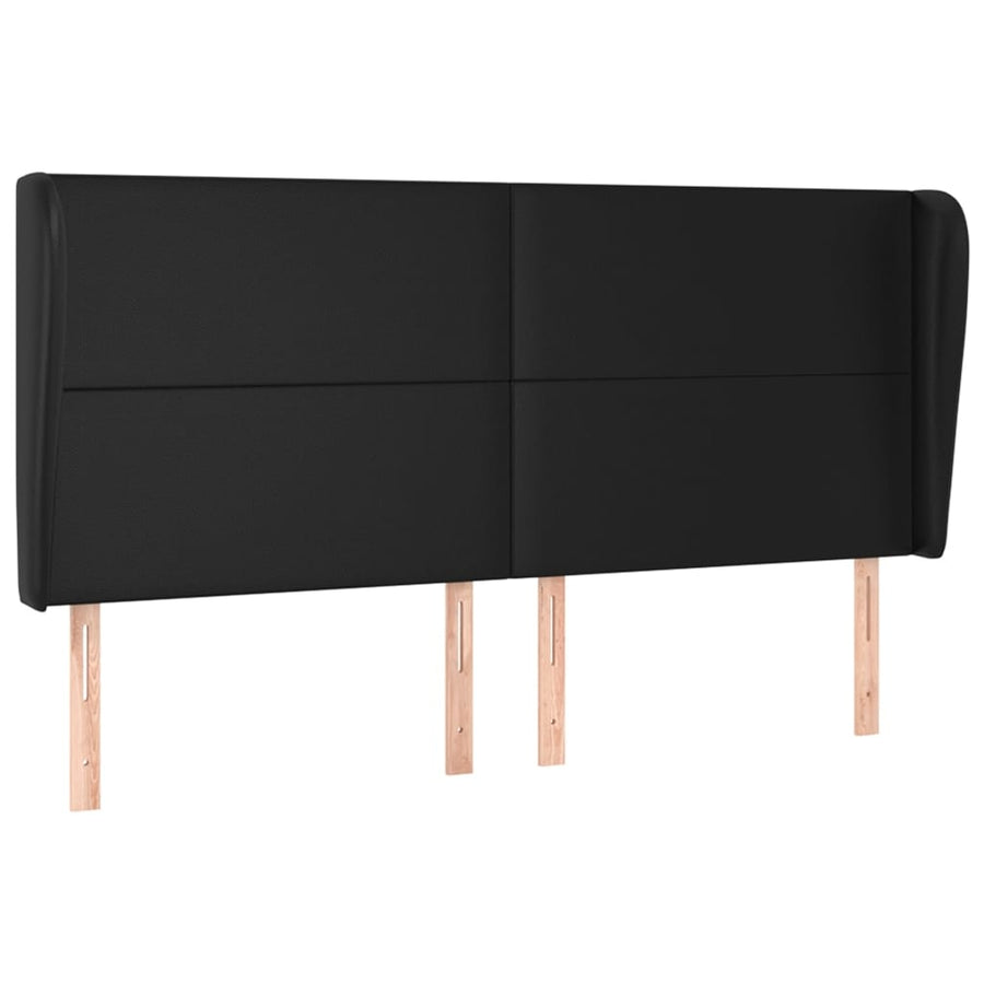 Hoofdbord met randen 163x23x118/128 cm kunstleer zwart 163 x 23 x 118/128 cm Zwart