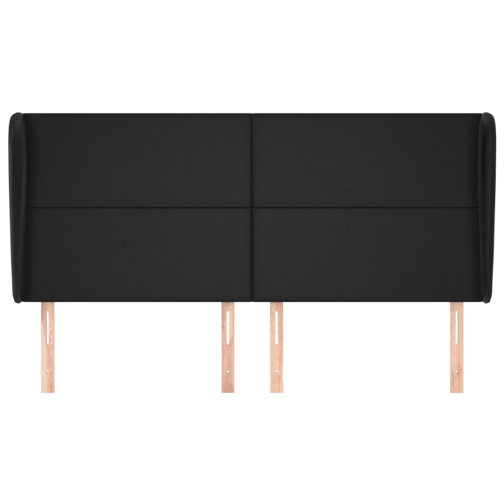 Hoofdbord met randen 163x23x118/128 cm kunstleer zwart 163 x 23 x 118/128 cm Zwart