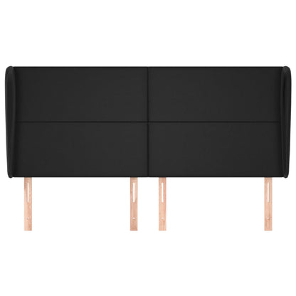 Hoofdbord met randen 163x23x118/128 cm kunstleer zwart 163 x 23 x 118/128 cm Zwart