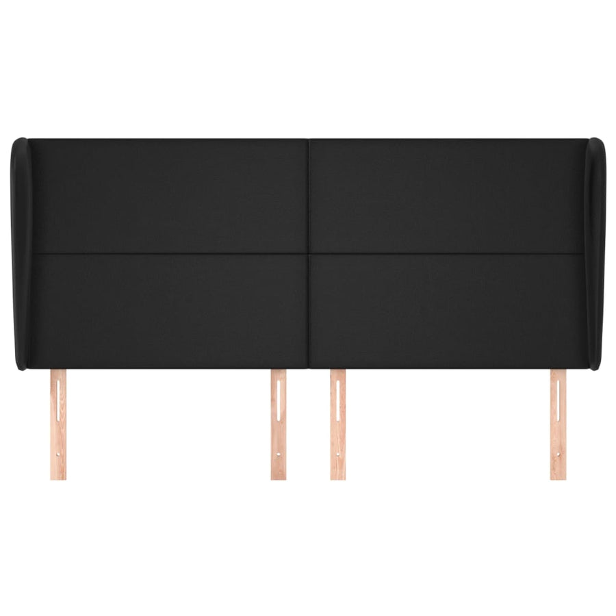 Hoofdbord met randen 163x23x118/128 cm kunstleer zwart 163 x 23 x 118/128 cm Zwart