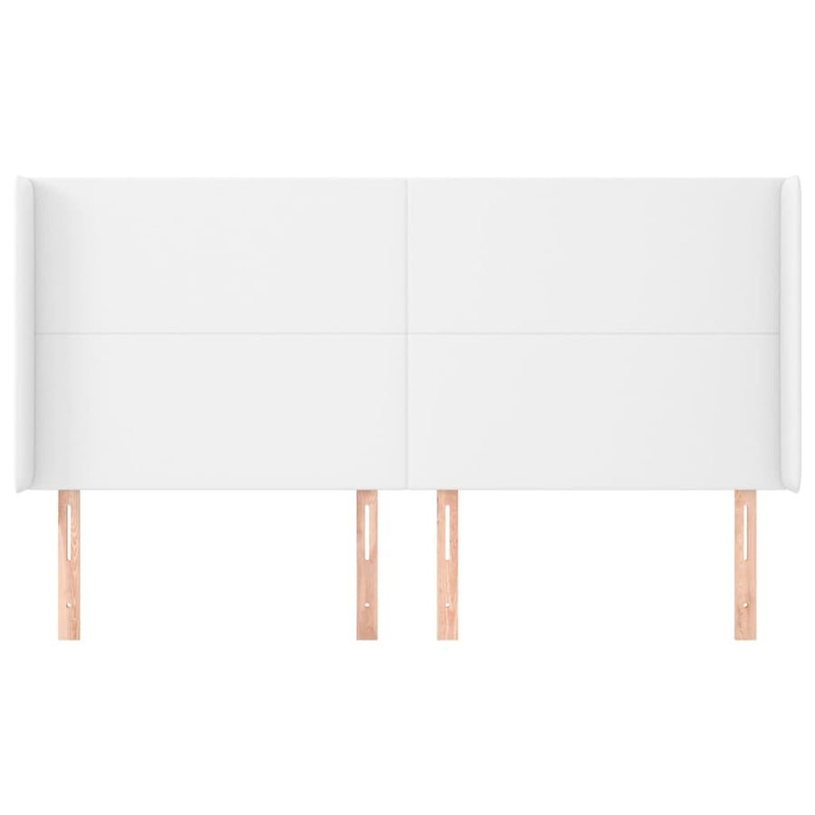 Hoofdbord met randen 163x23x118/128 cm kunstleer wit 163 x 23 x 118/128 cm Wit