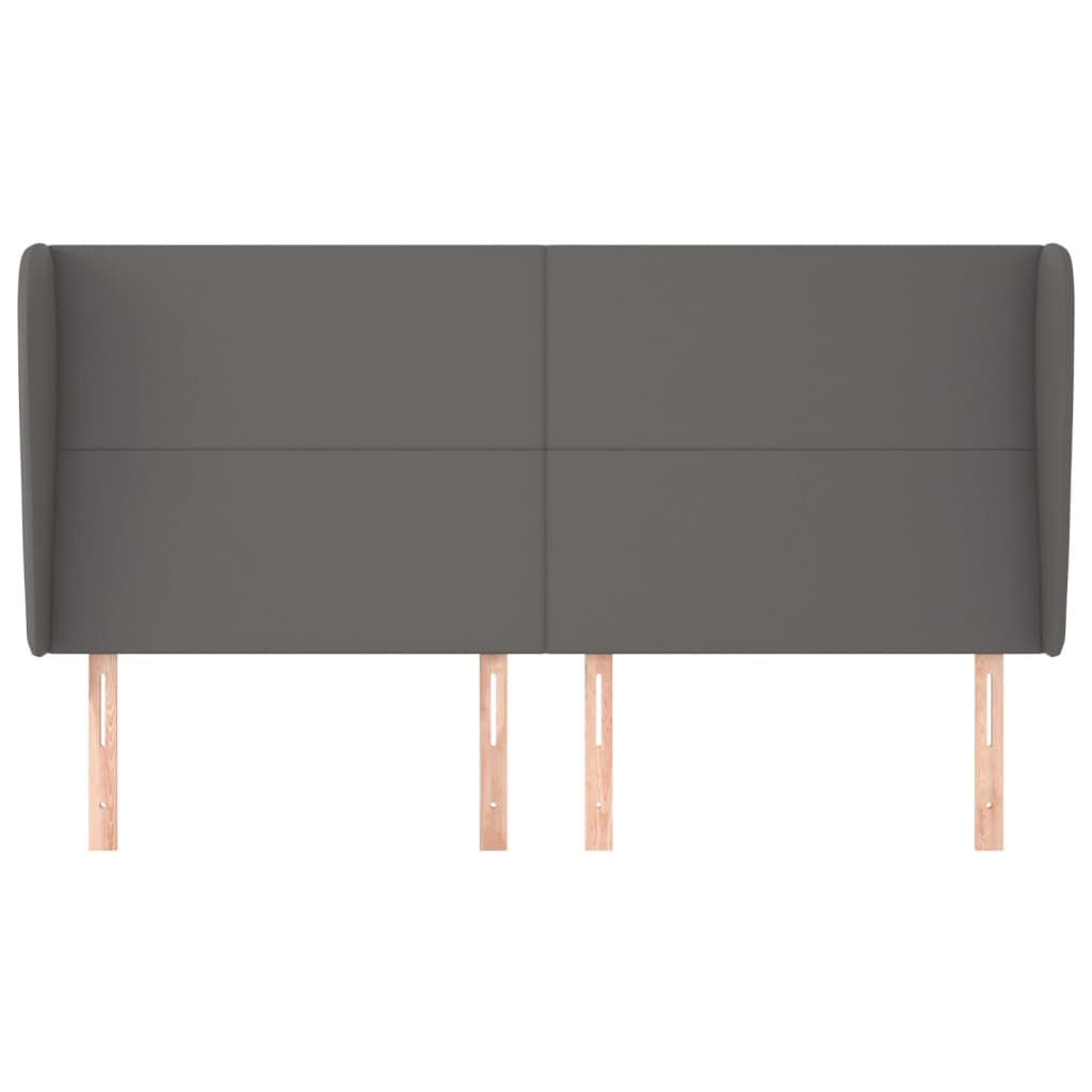 Hoofdbord met randen 163x23x118/128 cm kunstleer grijs 163 x 23 x 118/128 cm Grijs