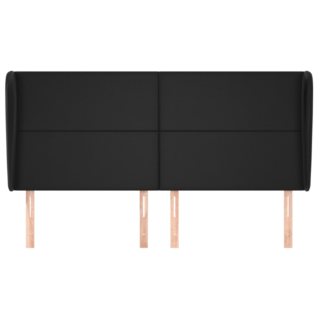 Hoofdbord met randen 183x23x118/128 cm kunstleer zwart 183 x 23 x 118/128 cm Zwart