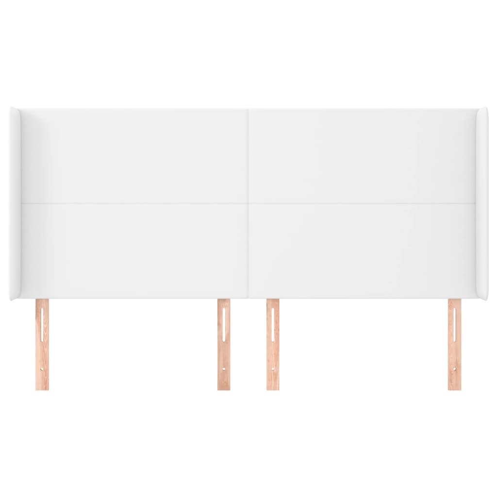 Hoofdbord met randen 183x23x118/128 cm kunstleer wit 183 x 23 x 118/128 cm Wit