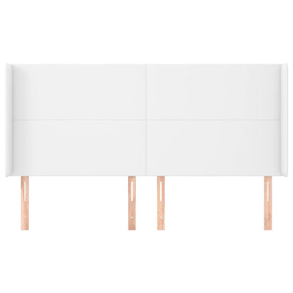 Hoofdbord met randen 183x23x118/128 cm kunstleer wit 183 x 23 x 118/128 cm Wit