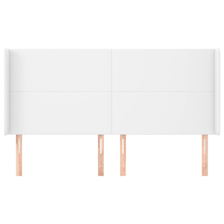 Hoofdbord met randen 183x23x118/128 cm kunstleer wit 183 x 23 x 118/128 cm Wit