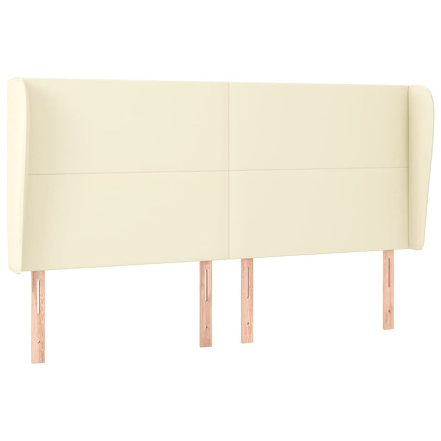 Hoofdbord Met Randen Kunstleer Kleurig 183 x 23 x 118/128 cm Crème