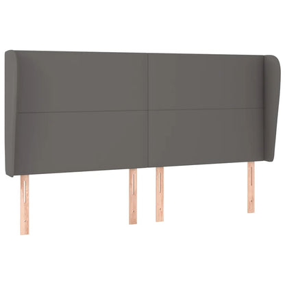 Hoofdbord met randen 183x23x118/128 cm kunstleer grijs 183 x 23 x 118/128 cm Grijs