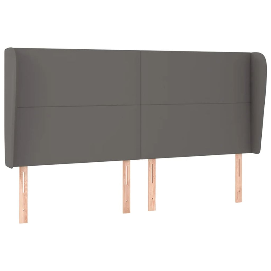 Hoofdbord met randen 183x23x118/128 cm kunstleer grijs 183 x 23 x 118/128 cm Grijs