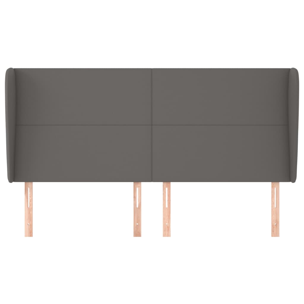 Hoofdbord met randen 183x23x118/128 cm kunstleer grijs 183 x 23 x 118/128 cm Grijs