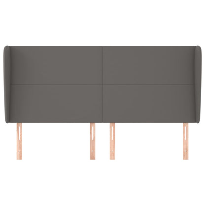 Hoofdbord met randen 183x23x118/128 cm kunstleer grijs 183 x 23 x 118/128 cm Grijs