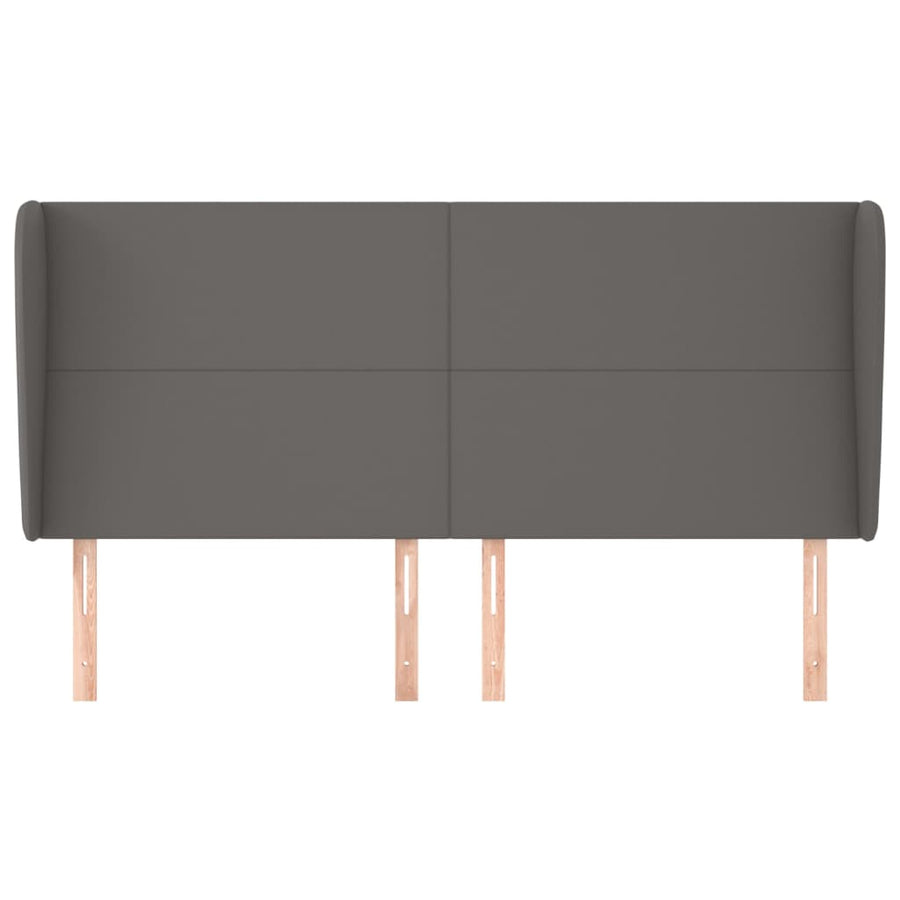 Hoofdbord met randen 183x23x118/128 cm kunstleer grijs 183 x 23 x 118/128 cm Grijs