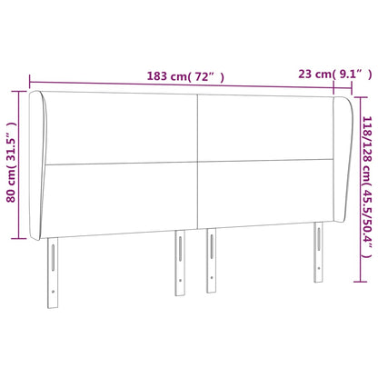 Hoofdbord met randen 183x23x118/128 cm kunstleer grijs 183 x 23 x 118/128 cm Grijs