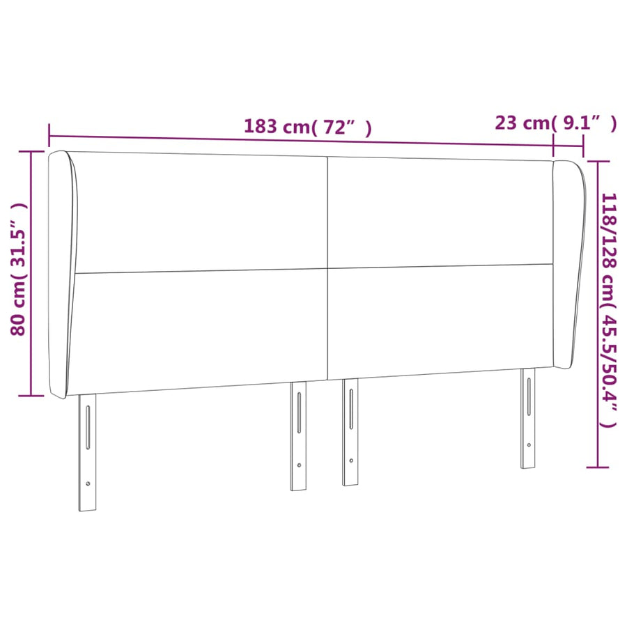 Hoofdbord met randen 183x23x118/128cm kunstleer cappuccinokleur